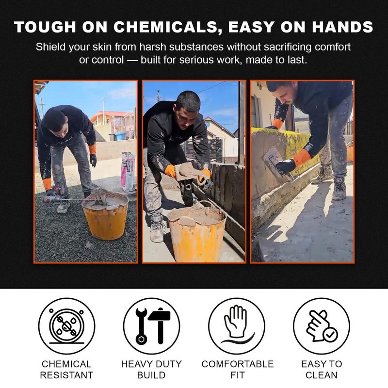 Gastody Chemical Gloves Set of 2 Pairs with High Protection for Your Hands - Waterproof Latex Gloves Anti-slip Grip For Firm Handling - Industrial Strength Household Chemical Industry Automotive XL - Image 3
